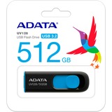 ADATA UV128 USB-nøgle 512 GB USB Type-A 3.2 Gen 1 (3.1 Gen 1) Sort, Blå, USB-stik Sort/Blå, 512 GB, USB Type-A, 3.2 Gen 1 (3.1 Gen 1), 100 MB/s, Glide, Sort, Blå
