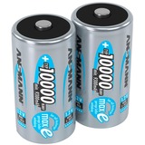 Ansmann 10000 mAh - Mono / D / HR20 Nikkel-Metalhydrid (NiMH), Batteri Sølv, D, Nikkel-Metalhydrid (NiMH), 1,2 V, 10000 mAh, 33 x 61.5