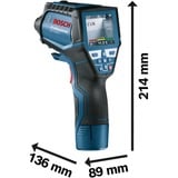 Bosch GIS 1000 C Professional Temperatur fugtighedsmåler, Thermodetektor Blå/Sort, Temperatur fugtighedsmåler, -40 - 1000 °C, 2 °C, -1 - 1%, °C, Kabel & trådløs