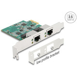 DeLOCK PCI Express x1 kort 2 x RJ45 2,5 Gigabit LAN RTL8125, Netværkskort 