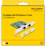 DeLOCK PCI Express x1 kort 2 x RJ45 2,5 Gigabit LAN RTL8125, Netværkskort 