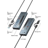 ICY BOX IB-HUB1743-CPD USB 3.2 Gen 2 (3.1 Gen 2) Type-A + Type-C 10000 Mbit/s Blå, USB hub antracit, USB 3.2 Gen 2 (3.1 Gen 2) Type-A + Type-C, USB 3.2 Gen 2 (3.1 Gen 2) Type-A, USB 3.2 Gen 2 (3.1 Gen 2) Type-C, 10000 Mbit/s, Blå, Aluminium, 100 W