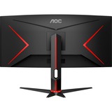 AOC CU34G2XP/BK, Gaming Skærm Sort/Rød