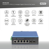 Digitus Industriel 4+2-port L2 administreret Gigabit Ethernet PoE, Switch 