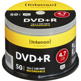 Intenso 4111155 tom DVD 4,7 GB DVD+R 50 stk, DVD tomme medier DVD+R, 120 mm, Kageæske, 50 stk, 4,7 GB