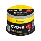 Intenso 4111155 tom DVD 4,7 GB DVD+R 50 stk, DVD tomme medier DVD+R, 120 mm, Kageæske, 50 stk, 4,7 GB