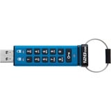Kingston IronKey 128GB Keypad 200, FIPS 140-3 niveau 3 AES-256 hardwarekrypteret, USB-stik FIPS 140-3 niveau 3 AES-256 hardwarekrypteret, 128 GB, USB Type-A, 3.2 Gen 1 (3.1 Gen 1), 145 MB/s, Muffe, Blå