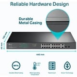 TP-Link TL-SG1218MP netværksswitch Ikke administreret Gigabit Ethernet (10/100/1000) Strøm over Ethernet (PoE) 1U Sort Ikke administreret, Gigabit Ethernet (10/100/1000), Fuld duplex, Strøm over Ethernet (PoE), Stativ-montering, 1U