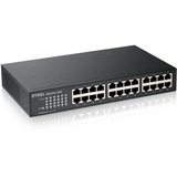 Zyxel GS1100-24E Ikke administreret Gigabit Ethernet (10/100/1000) Sort, Switch Ikke administreret, Gigabit Ethernet (10/100/1000), Stativ-montering, Kan monteres på væggen