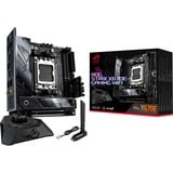 ASUS ROG STRIX X670E-I GAMING WIFI AMD X670 Sokkel AM5 mini ITX, Bundkort Sort/Sølv, AMD, Sokkel AM5, DDR5-SDRAM, 64 GB, DIMM, To-kanals