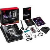 ASUS ROG STRIX X670E-I GAMING WIFI AMD X670 Sokkel AM5 mini ITX, Bundkort Sort/Sølv, AMD, Sokkel AM5, DDR5-SDRAM, 64 GB, DIMM, To-kanals