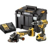 DEWALT Batteri slagboremaskine + vinkelsliber sæt DCK2080P2T, 18 Volt, Værktøjssæt Gul/Sort