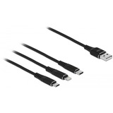 DeLOCK 87155 USB-kabel 1 m USB 2.0 USB A Micro-USB B/Lightning/Apple 30-pin Sort Sort, 1 m, USB A, Micro-USB B/Lightning/Apple 30-pin, USB 2.0, Sort