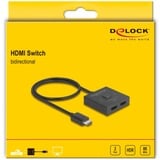 DeLOCK HDMI-switch 2 > 1 tovej 8K, HDMI switch Sort