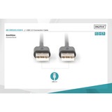 Digitus USB 2.0 tilslutningskabel USB-A (stik) > USB-A (stik) Sort