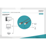 Digitus USB 2.0 tilslutningskabel USB-A (stik) > USB-A (stik) Sort