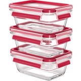 Emsa CLIP & CLOSE N1051100 enhed til madopbevaring Rektangulær Sæt Blå, Transparent 3 stk, Boks gennemsigtig/Rød, Sæt, Rektangulær, Blå, Transparent, Glas, 420 °C, -40 - 420 °C