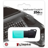 Kingston DataTraveler 256 GB USB 3.2 Gen1 Exodia M (sort + turkis), USB-stik Turkis/Sort, 256 GB, USB Type-A, 3.2 Gen 1 (3.1 Gen 1), Glide, 10 g, Sort, Turkis