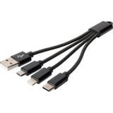 Digitus 3-i-1 opladerkabel, USB-A 2.0 > Lightning + USB-C + Micro-USB Sort