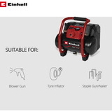 EINHELL Power X-Change batterikompressor TE-AC 36/150 Li OF - Solo, 36 Volt (2x18V) Sort/Rød