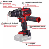 EINHELL Professionel batteridrevet slagboremaskine TP-CD 18/70 Li-i BL - Solo, 18 Volt, Slagborer skruemaskine Sort/Rød