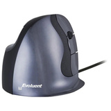 Evoluent Evoluent D mus Kontor Højre hånd USB Type-A Laser 3200 dpi Sort/Sølv, Højre hånd, Vertikal design, Laser, USB Type-A, 3200 dpi, Sort, Grå, Sølv