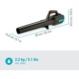 GARDENA PowerJet 18V P4A batteridreven løvblæser Sort, Blå, Orange 19 V Lithium-Ion (Li-Ion) grå/Turkis, Håndholdt blæser, Sort, Blå, Orange, Blæse, Elektrisk, 96 dB, 19 V