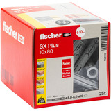 fischer Expansionspløk SX Plus 10x80, Dyvel Lys grå