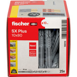 fischer Expansionspløk SX Plus 10x80, Dyvel Lys grå