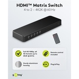 goobay HDMI Matrix-switch 4 til 2 (4K @ 60Hz), HDMI splitter Sort