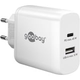 goobay USB-C PD dobbelt hurtigoplader 45 watt Hvid