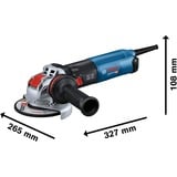 Bosch GWX 17-125 S vinkelsliber 12,5 cm 11500 rpm 1700 W 2,5 kg Blå/Sort, 11500 rpm, 12,5 cm, Vekselstrøm, 2,5 kg