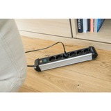 Brennenstuhl Premium-Alu-Line stikdåse 6-vejs, Strømskinne Sort/Sølv