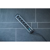 Brennenstuhl Premium-Alu-Line stikdåse 6-vejs, Strømskinne Sort/Sølv