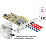 DeLOCK PCI-E x4 kort til 2x USB-C 40Gbps / 2x MiniDisplay LP, Interface card 