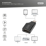 Digitus 4K USB-adapter, USB-C stik > HDMI A hunstik Sort