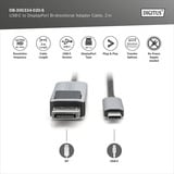 Digitus USB4 Gen 2x2 adapterkabel USB-C > DisplayPort Sort/grå