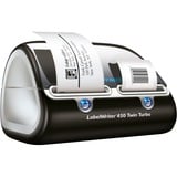 Dymo LabelWriter 450 Twin Turbo etiketprinter | Direkte termisk etiketprinter | Hurtig udskrivning af op til 71 etiketter pr. minut, etiketter, stregkoder m.m. | Tilslutning til computer | Til hjemmet og kontoret Sort/Sølv, etiketter, stregkoder m.m. | Tilslutning til computer | Til hjemmet og kontoret, Direkte termisk, 600 x 300 dpi, Sort, Sølv