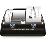 Dymo LabelWriter 450 Twin Turbo etiketprinter | Direkte termisk etiketprinter | Hurtig udskrivning af op til 71 etiketter pr. minut, etiketter, stregkoder m.m. | Tilslutning til computer | Til hjemmet og kontoret Sort/Sølv, etiketter, stregkoder m.m. | Tilslutning til computer | Til hjemmet og kontoret, Direkte termisk, 600 x 300 dpi, Sort, Sølv