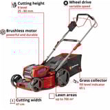 EINHELL Professionel batteridrevet plæneklipper GP-CM 36/47 S Li BL, 36 Volt (2x18 Volt) Rød/Sort