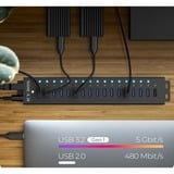 ICY BOX IB-HUB1717-U3 USB 3.2 Gen 1 (3.1 Gen 1) Type-A 5000 Mbit/s Sort, USB hub USB 3.2 Gen 1 (3.1 Gen 1) Type-A, USB 3.2 Gen 1 (3.1 Gen 1) Type-A, USB Type-B, 5000 Mbit/s, Sort, Kina, DC