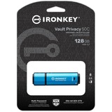 Kingston IronKey Vault Privacy 50 128 GB, USB-stik Lyseblå/Sort