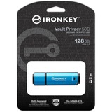 Kingston IronKey Vault Privacy 50 128 GB, USB-stik Lyseblå/Sort