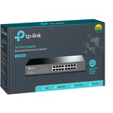 TP-Link TL-SG1016D Ikke administreret Gigabit Ethernet (10/100/1000) Sort, Switch Brown, Ikke administreret, Gigabit Ethernet (10/100/1000), Fuld duplex, Stativ-montering, Detail