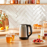 Tefal Subito, Kedel rustfrit stål/Sort, 1 L, 2400 W, Sort, Rustfrit stål, Rustfrit stål, Vandmåler, Ledningsfri