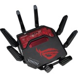 ASUS ROG Rapture GT-BE19000 trådløs router Multi-Gigabit Ethernet Tri-band (2,4 GHz/5 GHz/6 GHz) Sort, Rød Wi-Fi 7 (802.11be), Tri-band (2,4 GHz/5 GHz/6 GHz), Ethernet LAN, Sort, Rød, Bordplade router