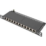 Digitus 10" Slim patchpanel, 12 porte, Cat.6a, Patch Panel Sort