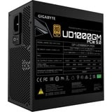 GIGABYTE UD1000GM PG5 V2 enhed til strømforsyning 1000 W 20+4 pin ATX ATX Sort, PC strømforsyning Sort, 1000 W, 100 - 240 V, 50/60 Hz, 15 - 6.5 A, Aktiv, 125 W