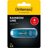 Intenso Rainbow Line USB-nøgle 4 GB USB Type-A 2.0 Blå, USB-stik Blå, 4 GB, USB Type-A, 2.0, 28 MB/s, Hætte, Blå