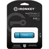 Kingston IronKey Vault Privacy 50 512 GB, USB-stik Lyseblå/Sort